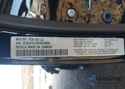 2023 Dodge Challenger R/T Scat Pack Widebody z USA, uszkodzony, nr VIN 2C3CDZFJ3PH678032